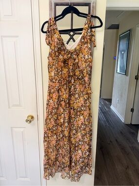 Bohemian Floral Maxi Dress in Pink and Yellow